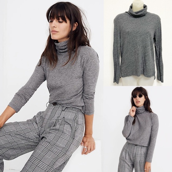 Madewell Sweaters - Madewell Womens Gray Marbeled Lightweight Long Sleeve Turtleneck Sweater Sz S
